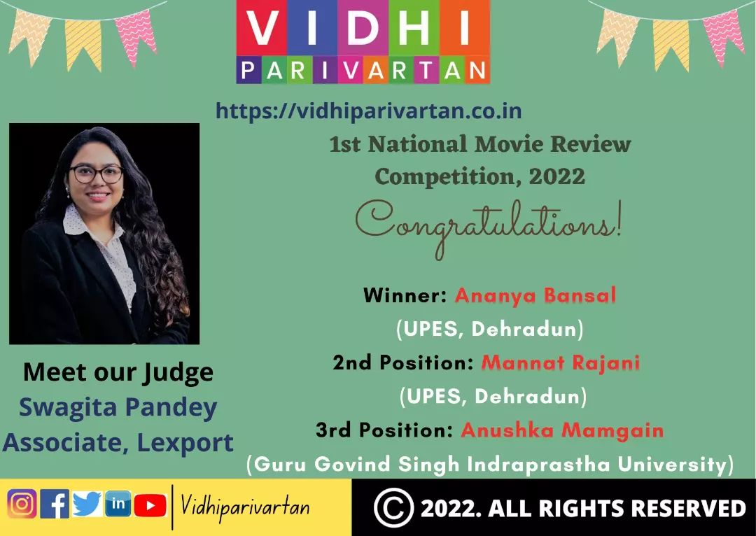Finally, the results are out! 

We are thankful to Swagita Pandey for evaluating all the submissions and assisting us in finalizing the results. 

Congratulations to all the winners and participants. 🎉🏆

#competition #winner #participant #results #competition2022 #event #movie #review #legal #law #media #entertainment #Industry #cashprize #perks #congratulations